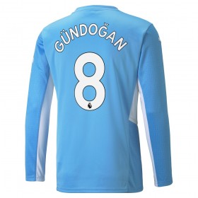 Fußballtrikots Manchester City Ilkay Gundogan 8 2021-2022 Langarm Heimtrikotsatz kaufen